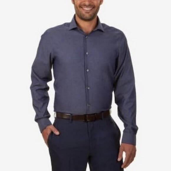 Calvin Klein Mens Slim Fit Button-Down Dress Shirt, Size Large - Picture 1 of 2